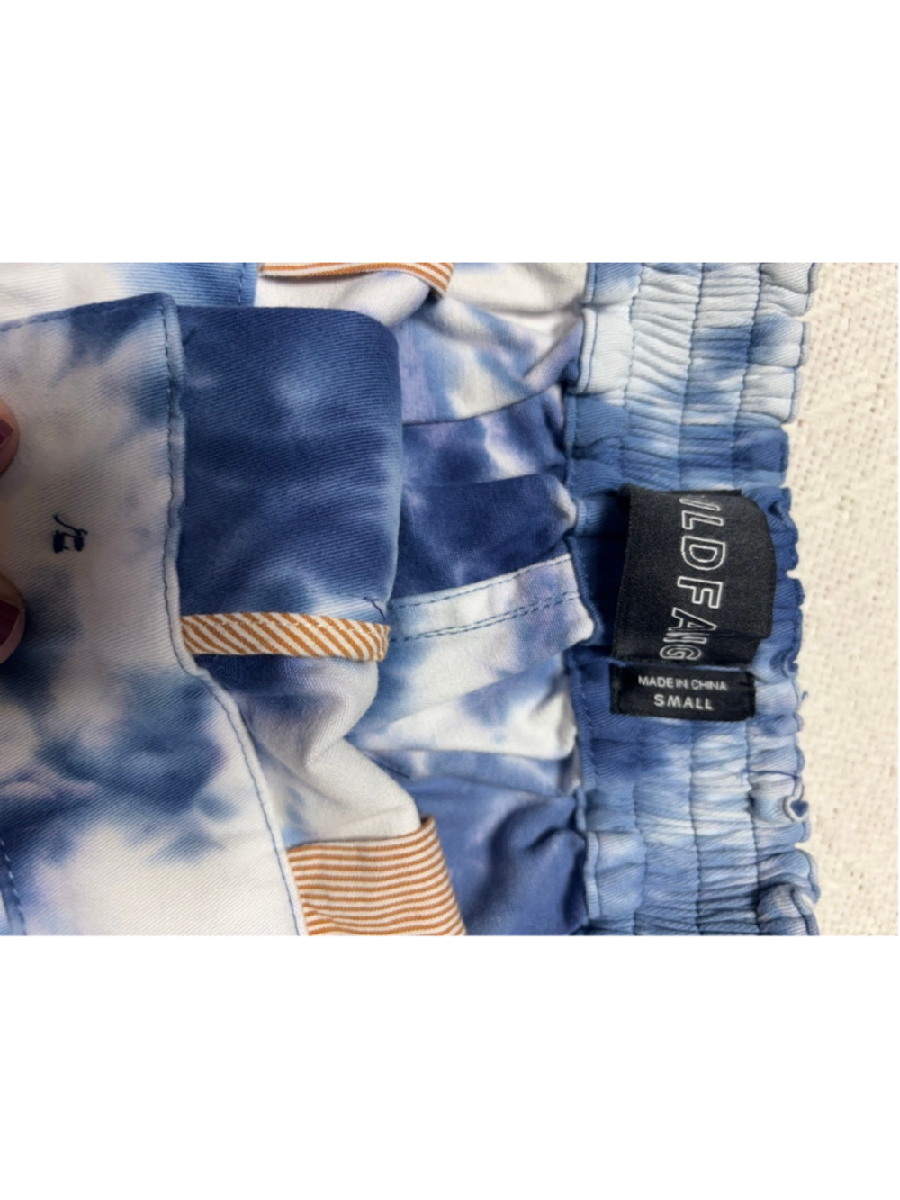 ‼️🙌‼️NWT Wildfang Essential Cotton Blue & White Tie Dye Mini Skirt Size Small - Picture 5 of 6